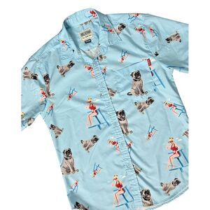 RSVLTS The‎ Sandlot Wendy And The Beast Print Blue  Button Up Shirt Adult Sz M